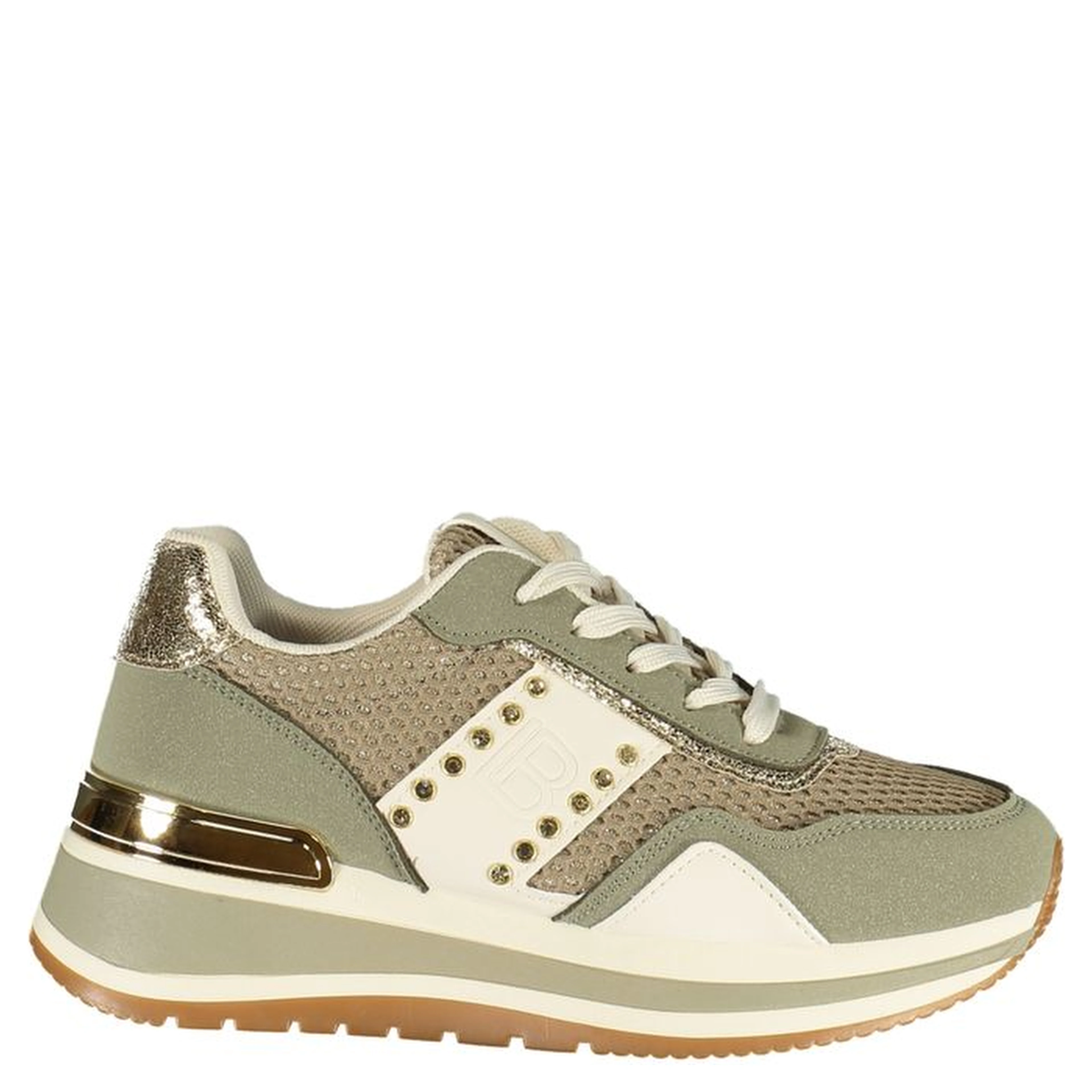 Green Polyester Athletic Sneakers