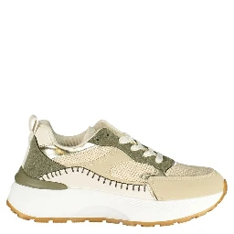 Green Polyester Athletic Sneakers