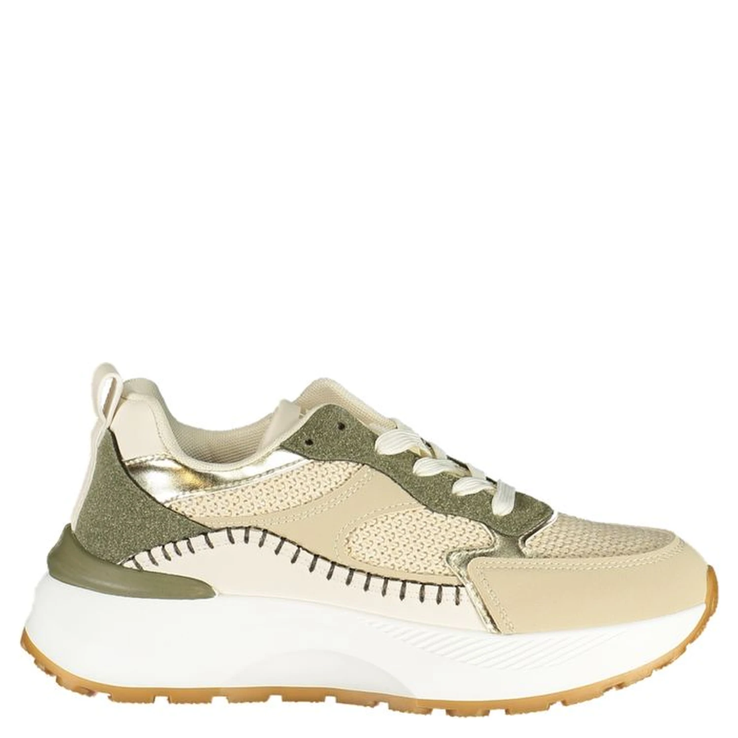 Green Polyester Athletic Sneakers