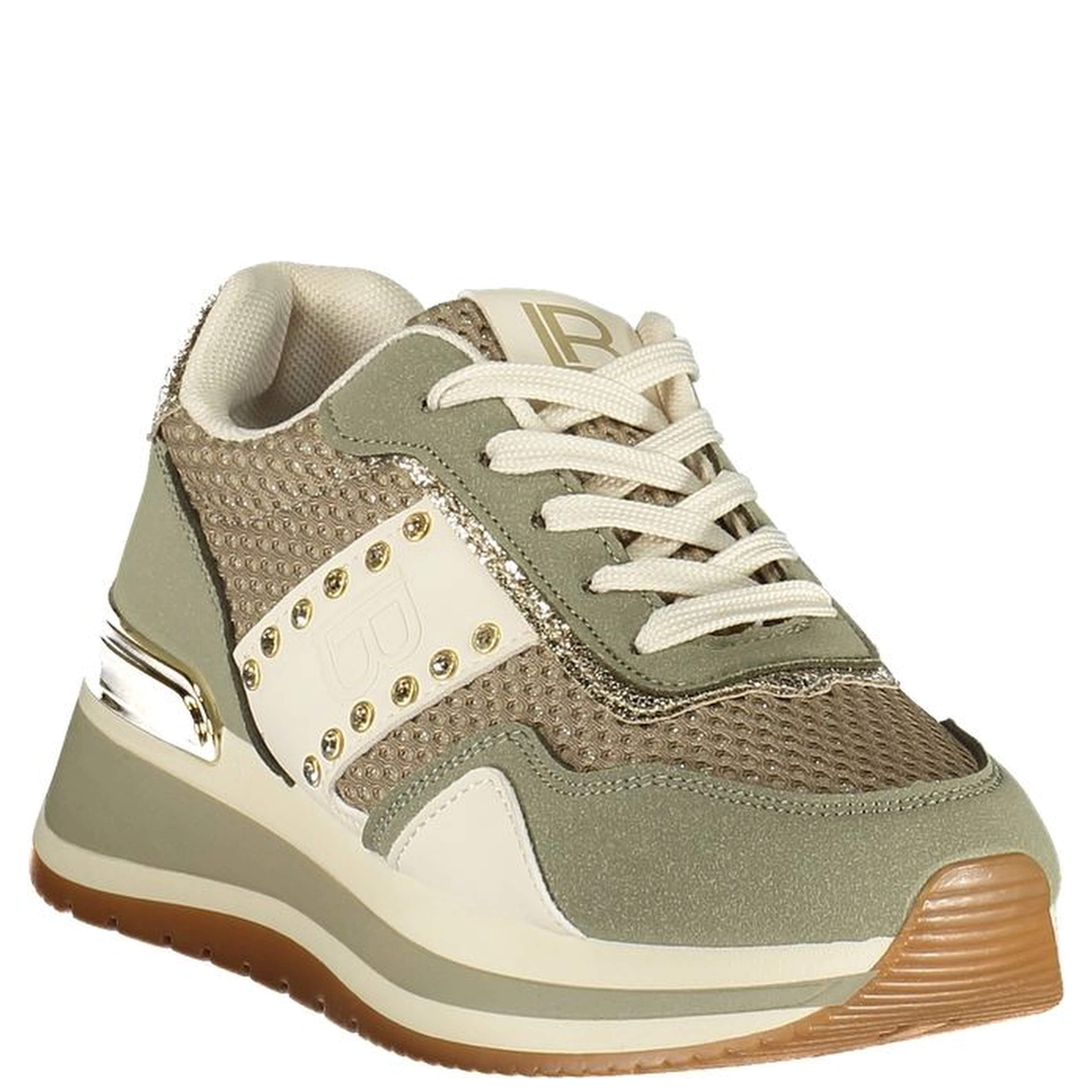 Green Polyester Athletic Sneakers
