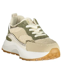 Green Polyester Athletic Sneakers