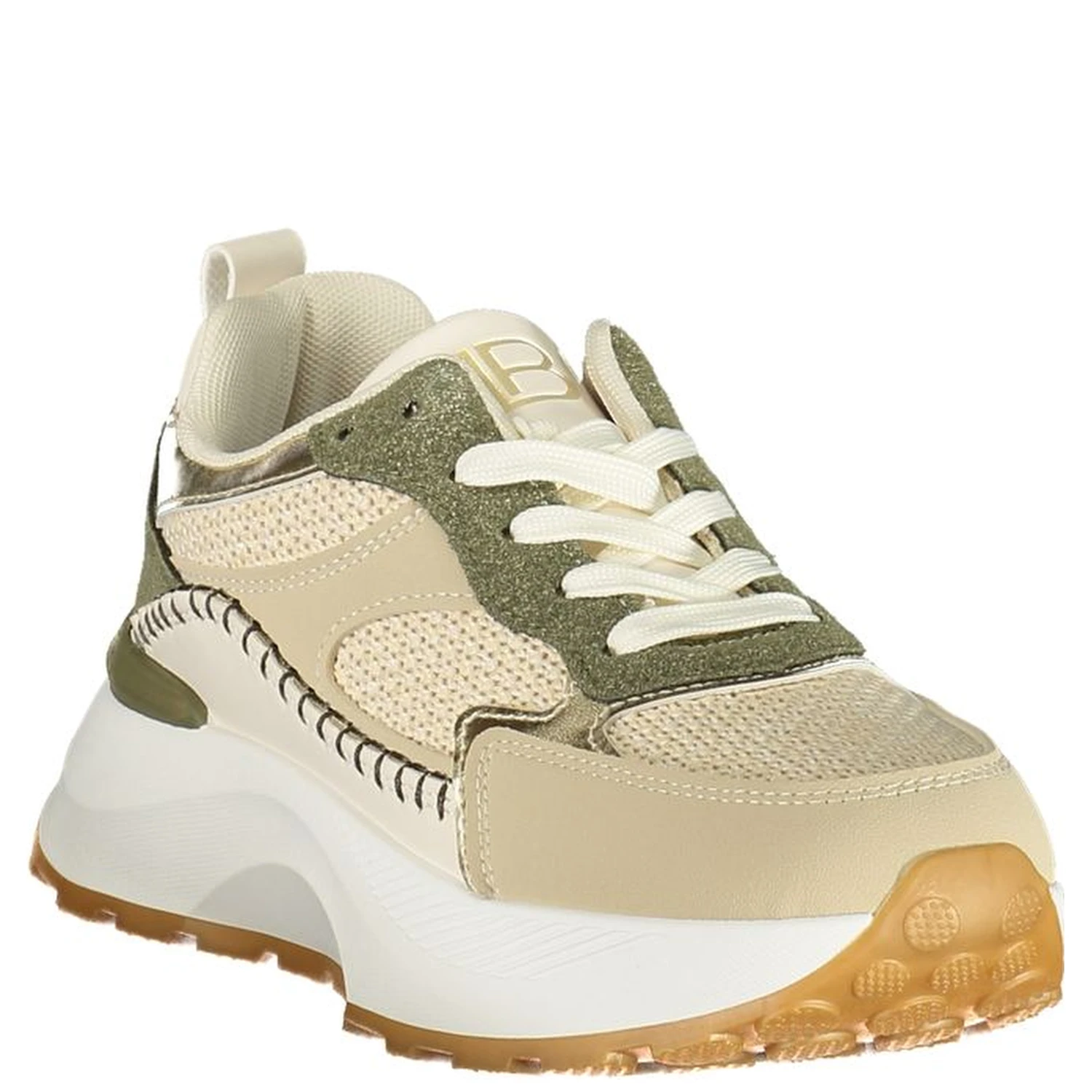 Green Polyester Athletic Sneakers