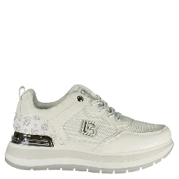 White Polyester Athletic Sneakers