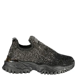 Black Polyester Athletic Sneakers