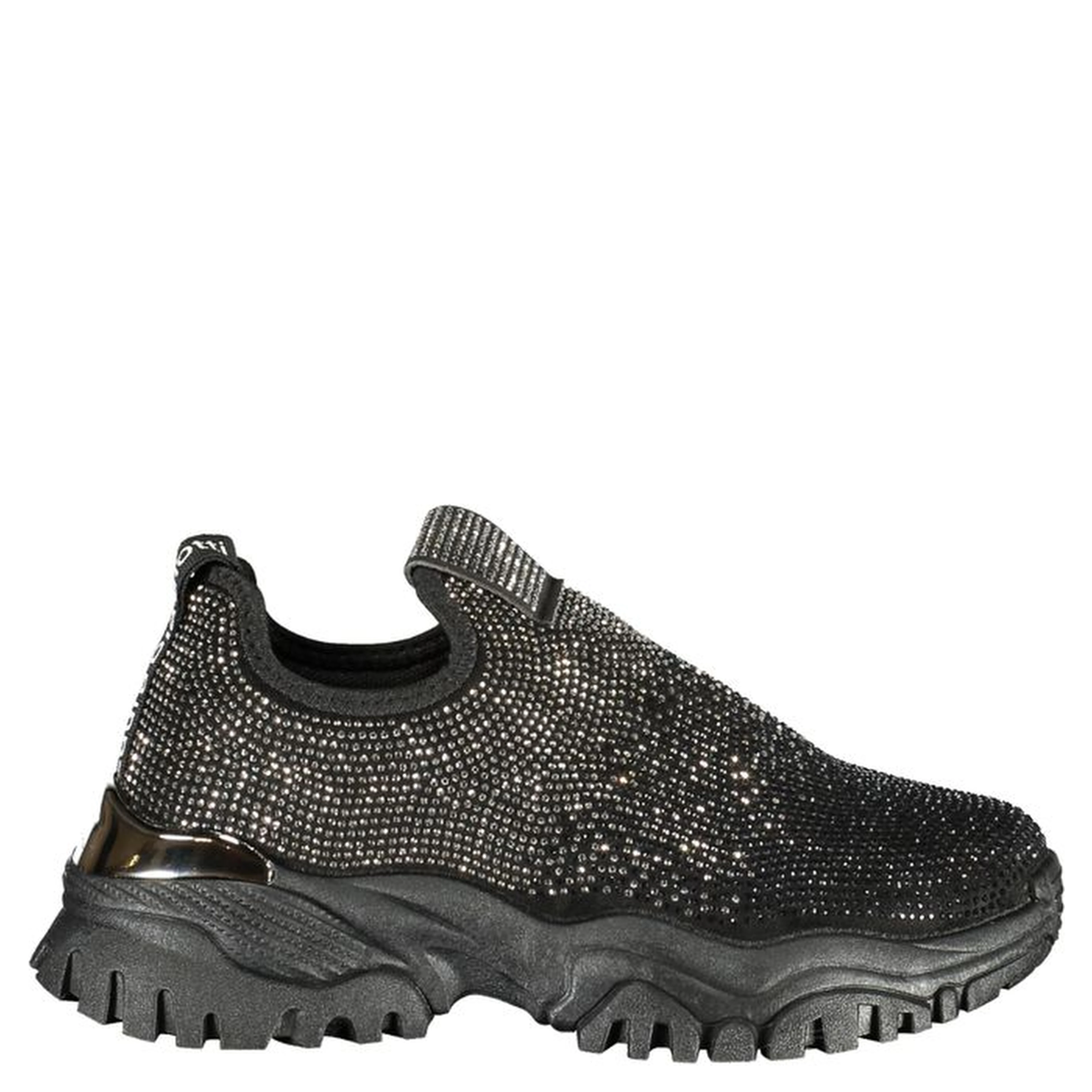Black Polyester Athletic Sneakers
