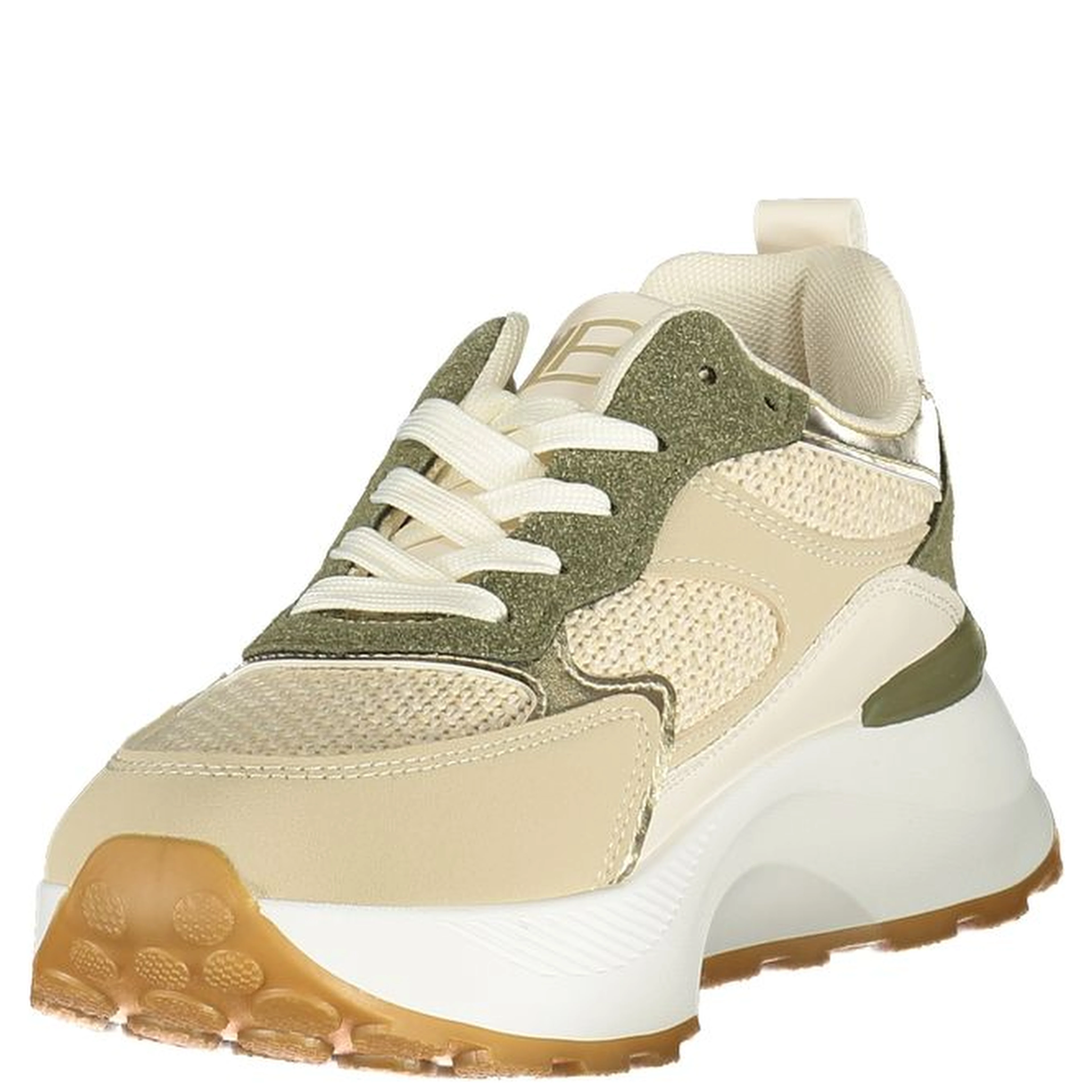 Green Polyester Athletic Sneakers