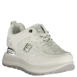 White Polyester Athletic Sneakers