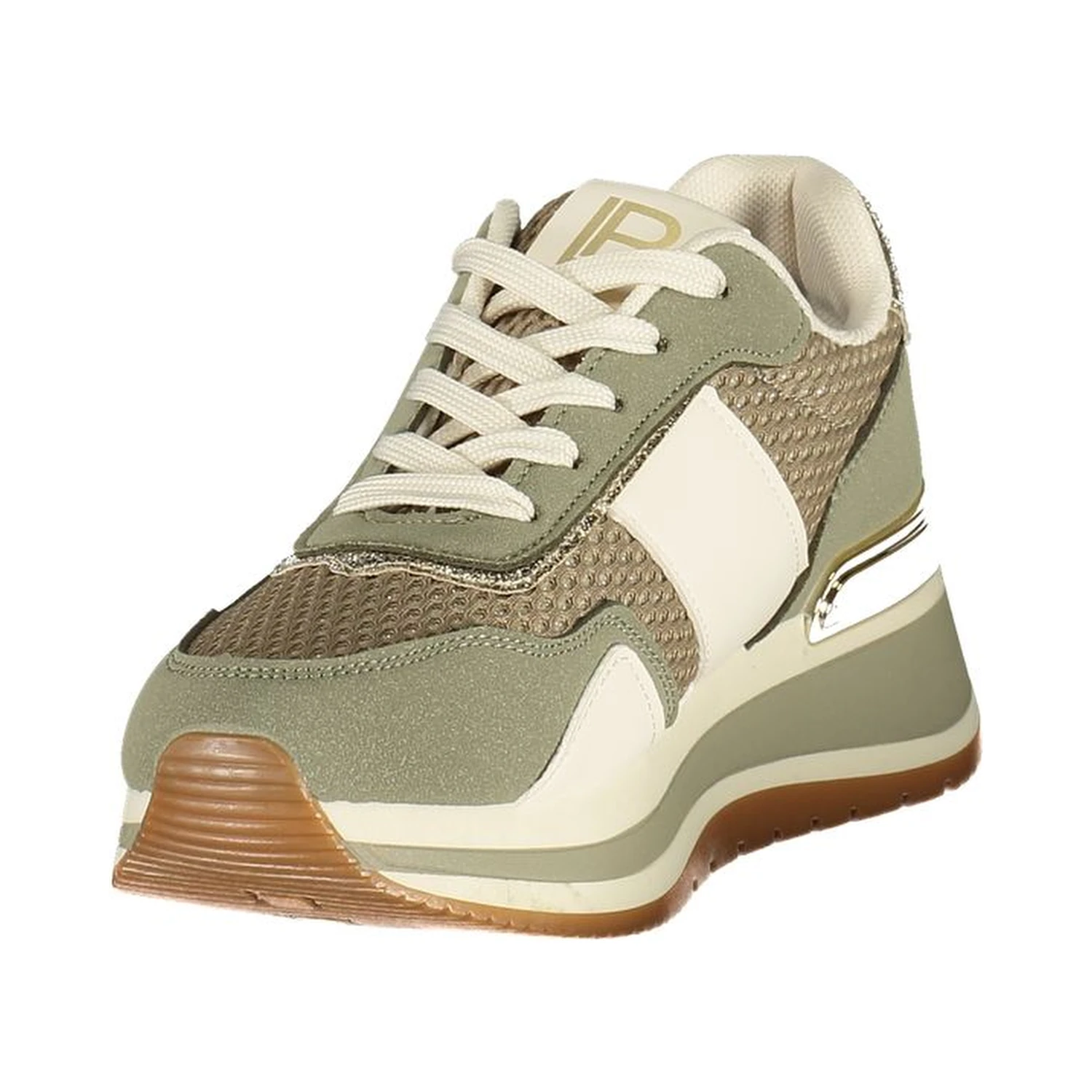Green Polyester Athletic Sneakers