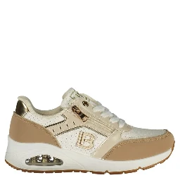 White Polyester Athletic Sneakers
