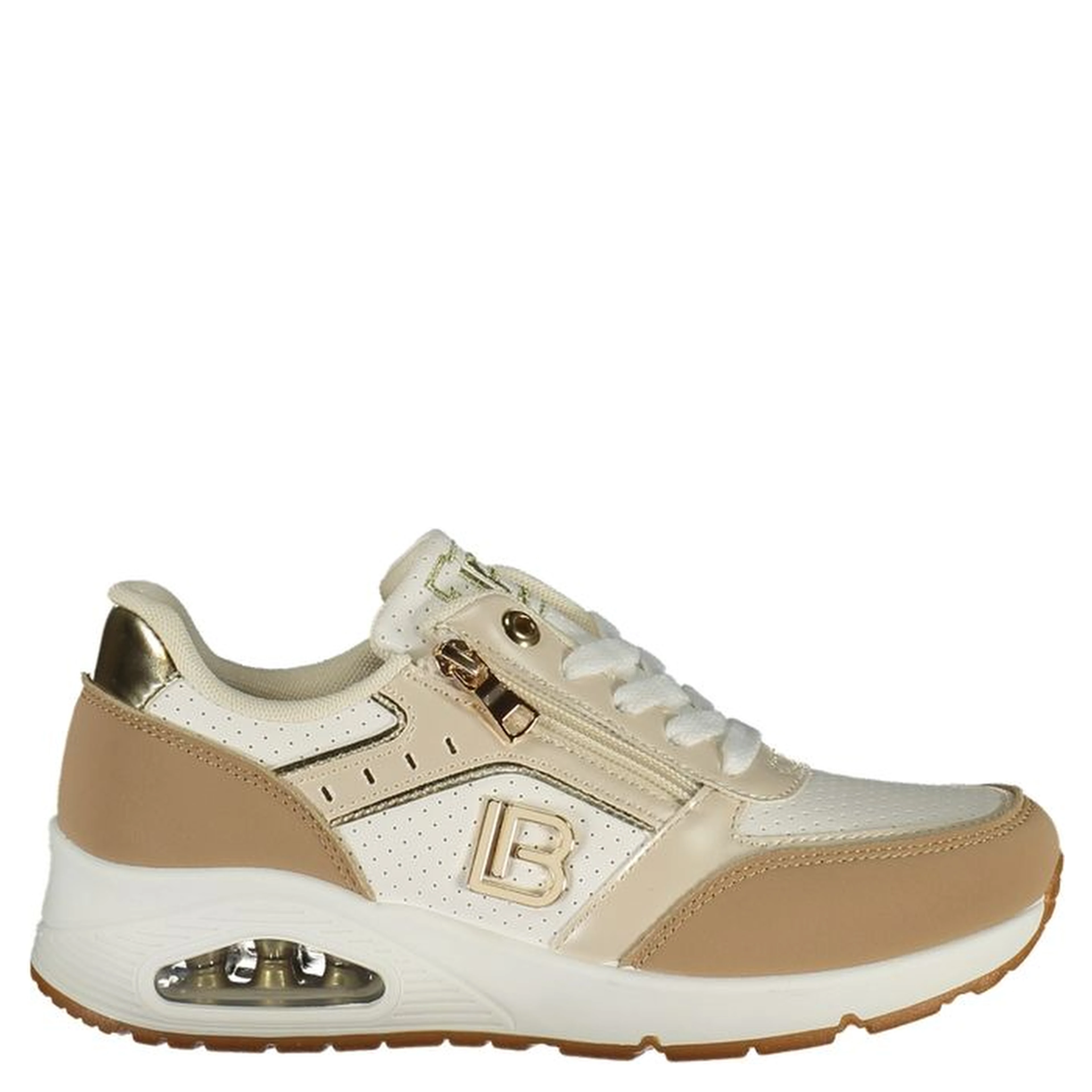 White Polyester Athletic Sneakers