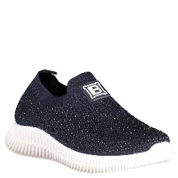 Blue Polyester Athletic Sneakers