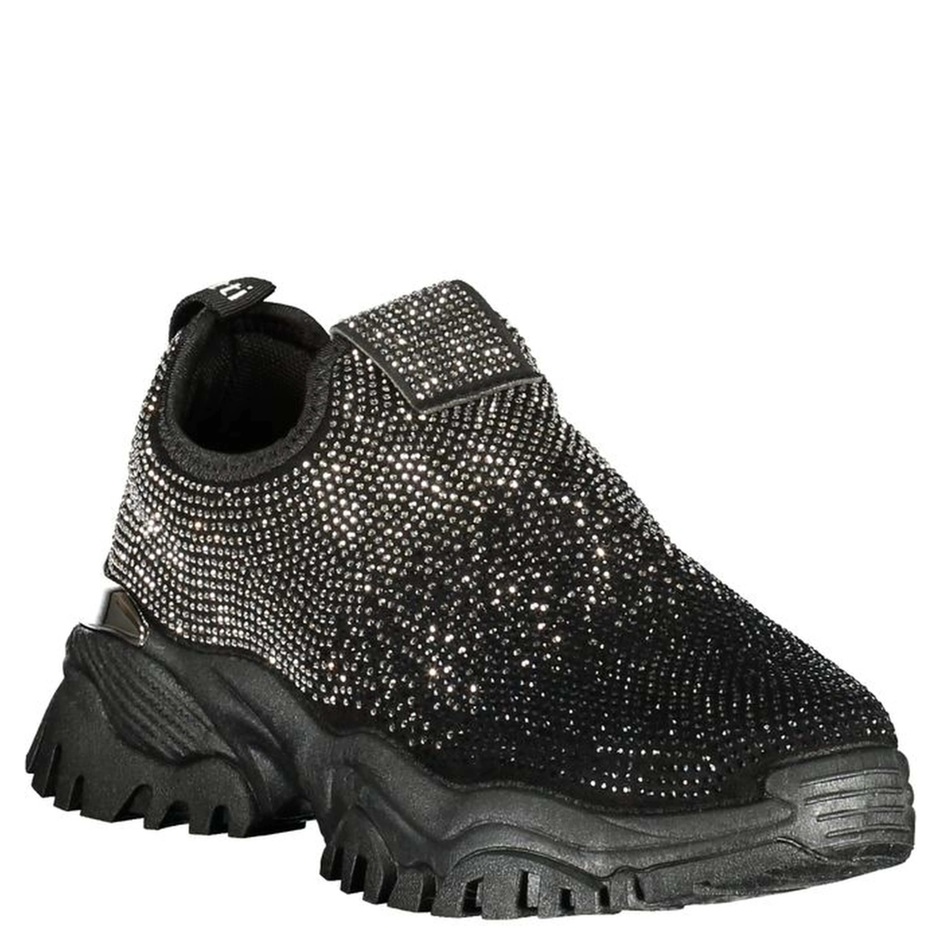 Black Polyester Athletic Sneakers
