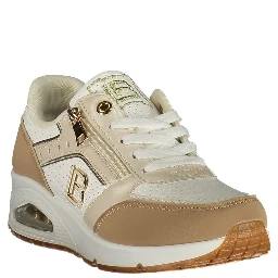 White Polyester Athletic Sneakers