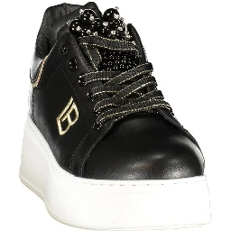 Black Polyester Chunky Sneakers