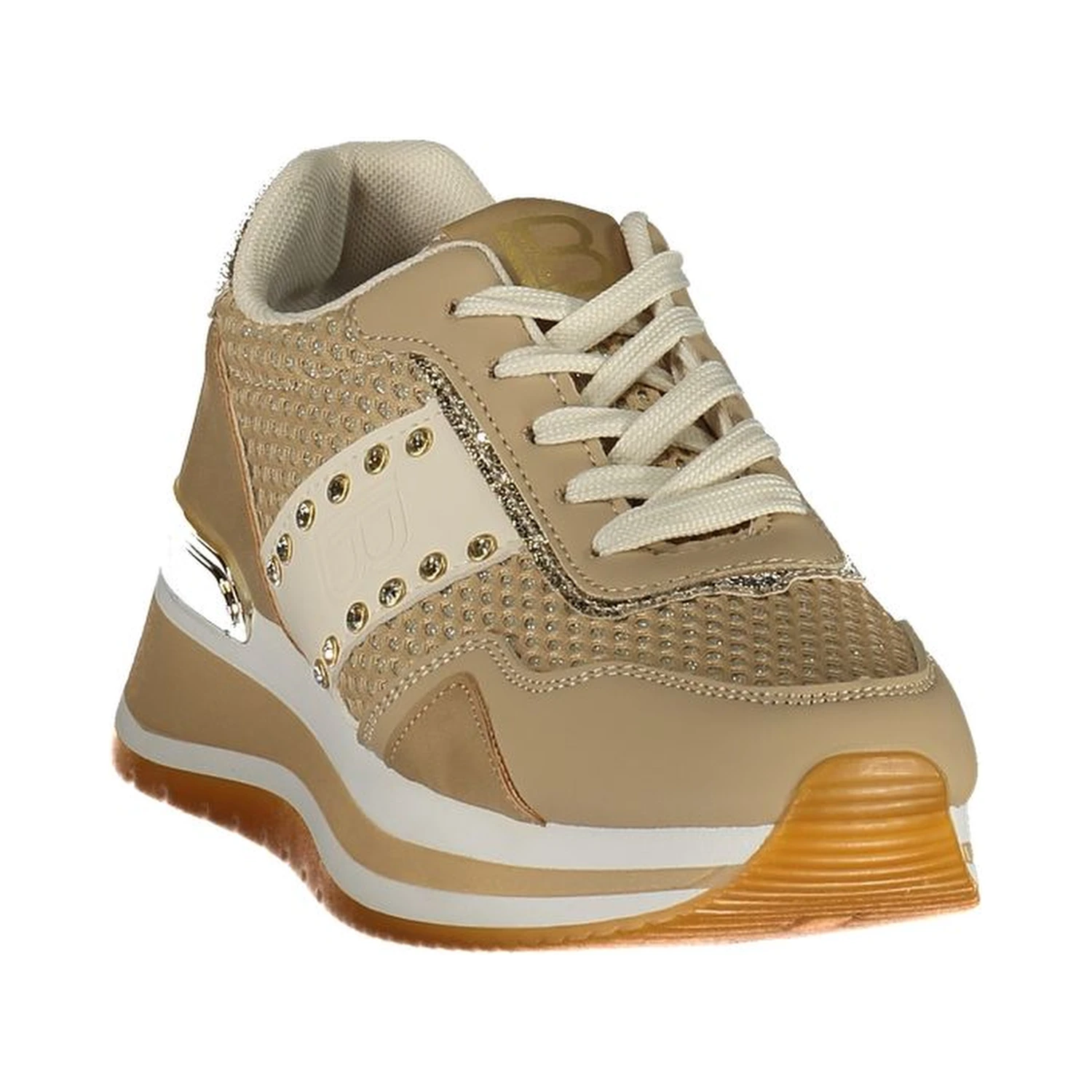 Beige Polyester Athletic Sneakers