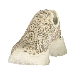 Beige Polyester Chunky Sneakers