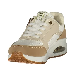 White Polyester Athletic Sneakers