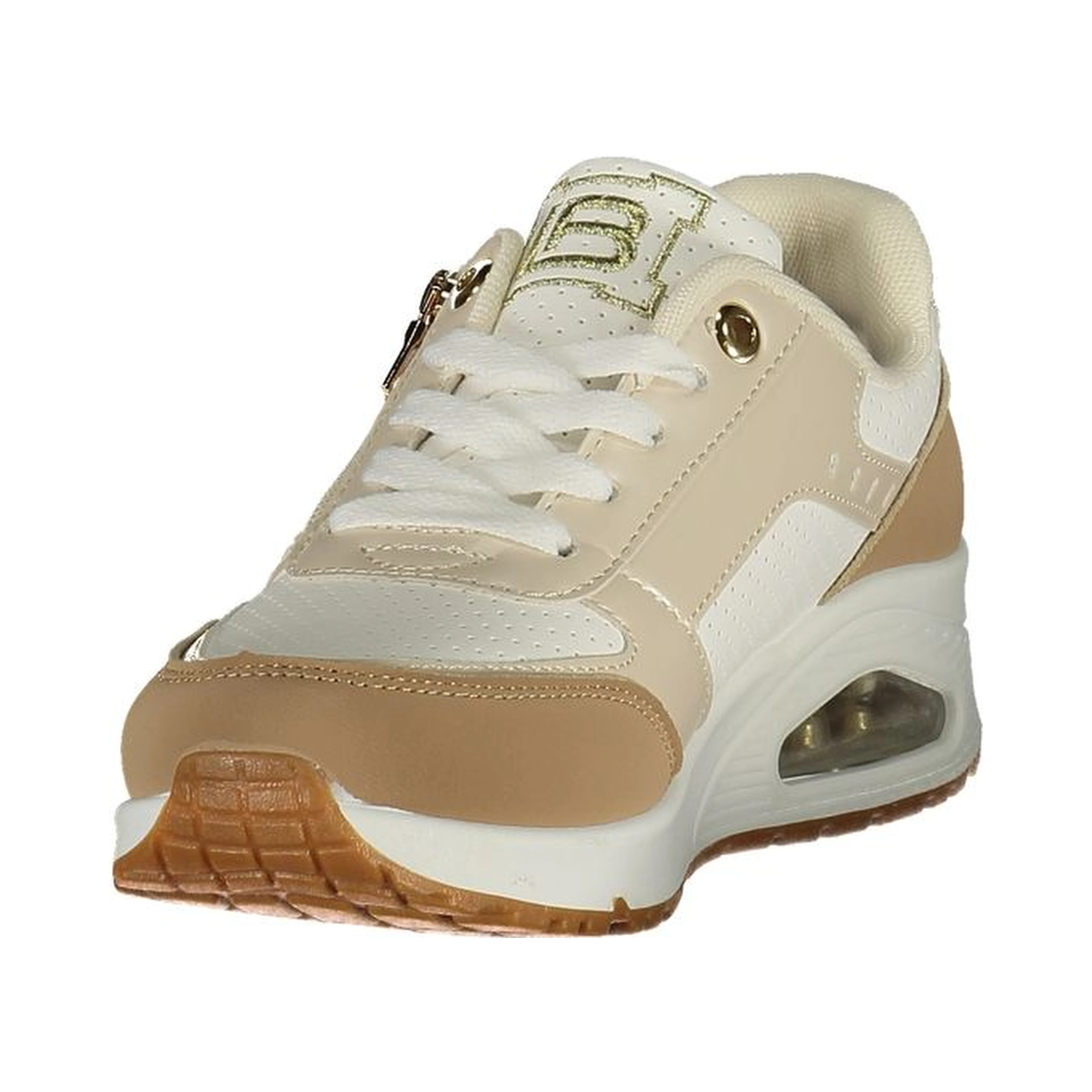 White Polyester Athletic Sneakers