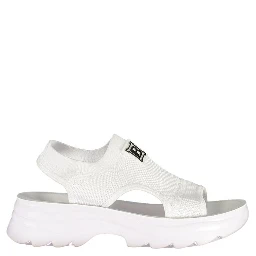 White Polyester Platform Sandals