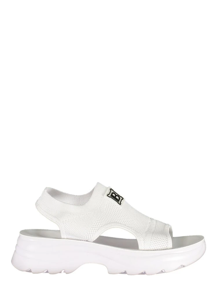 White Polyester Platform Sandals