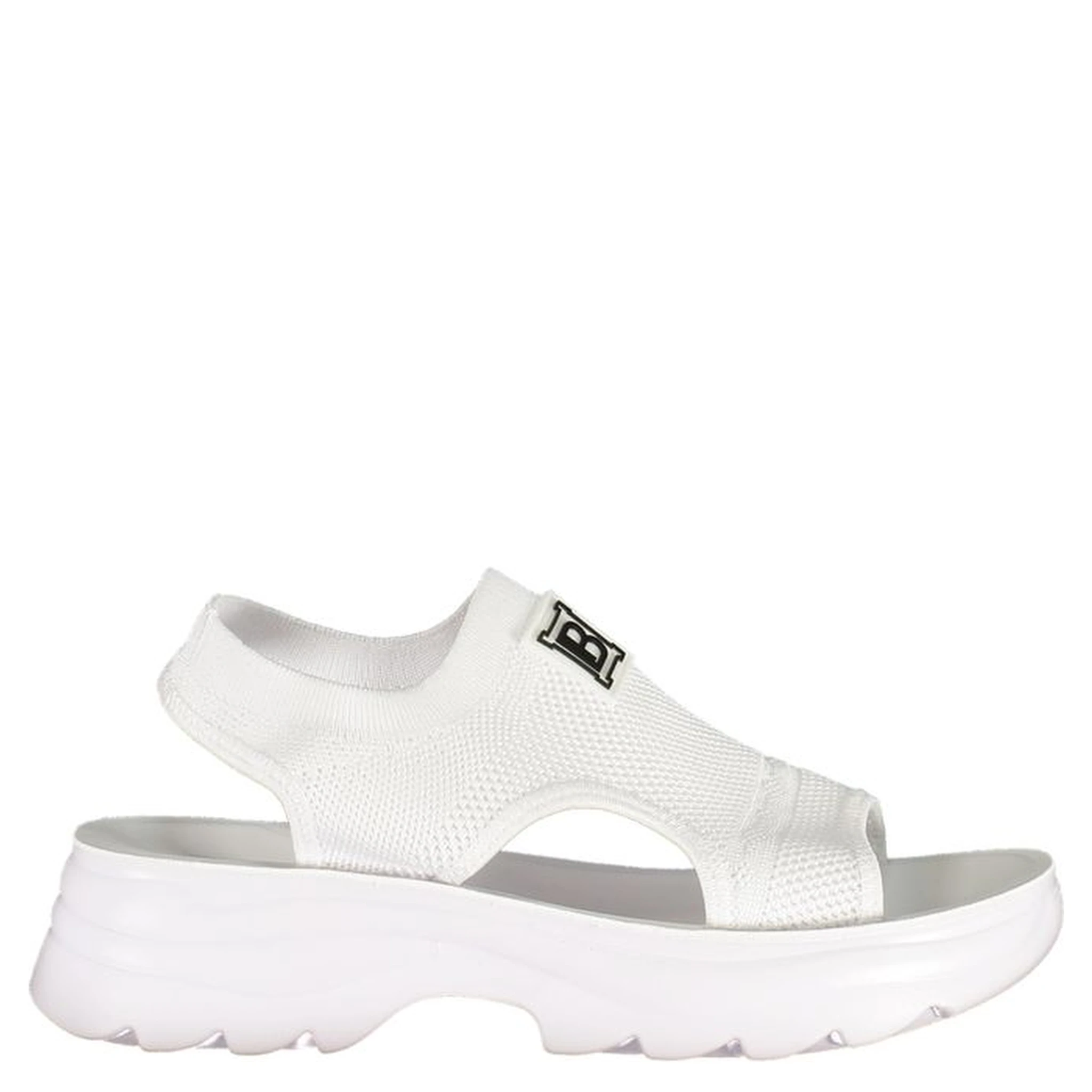 White Polyester Platform Sandals