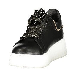 Black Polyester Chunky Sneakers