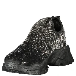 Black Polyester Athletic Sneakers