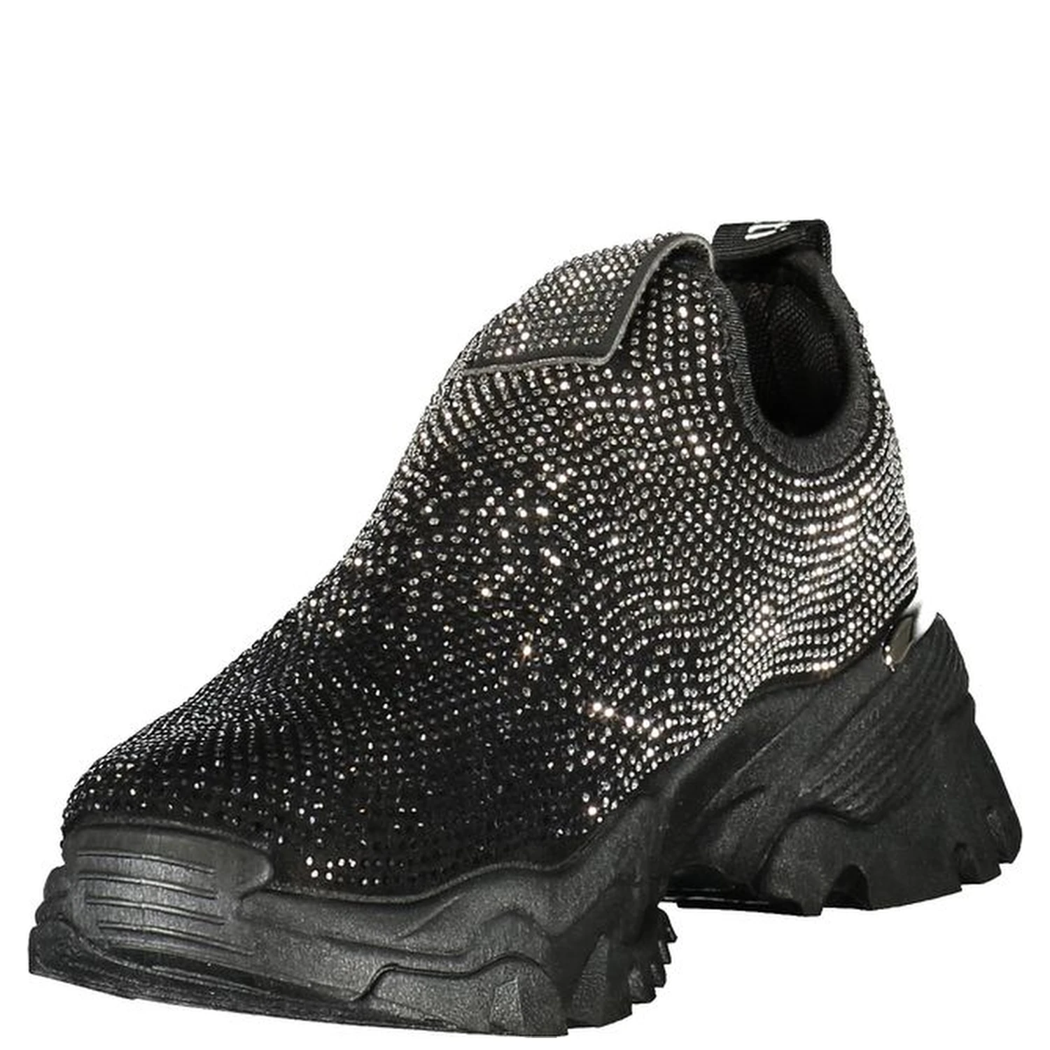 Black Polyester Athletic Sneakers