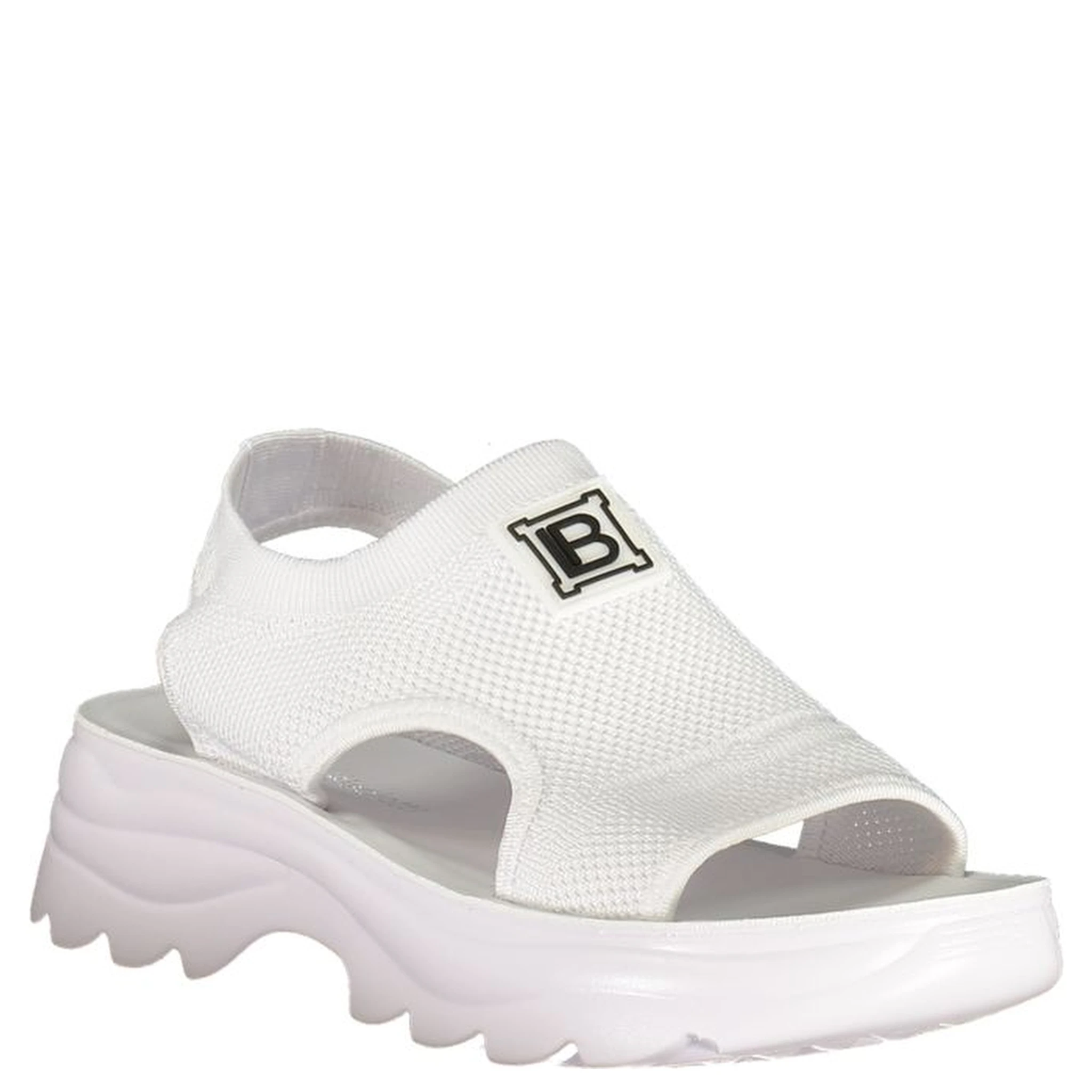 White Polyester Platform Sandals