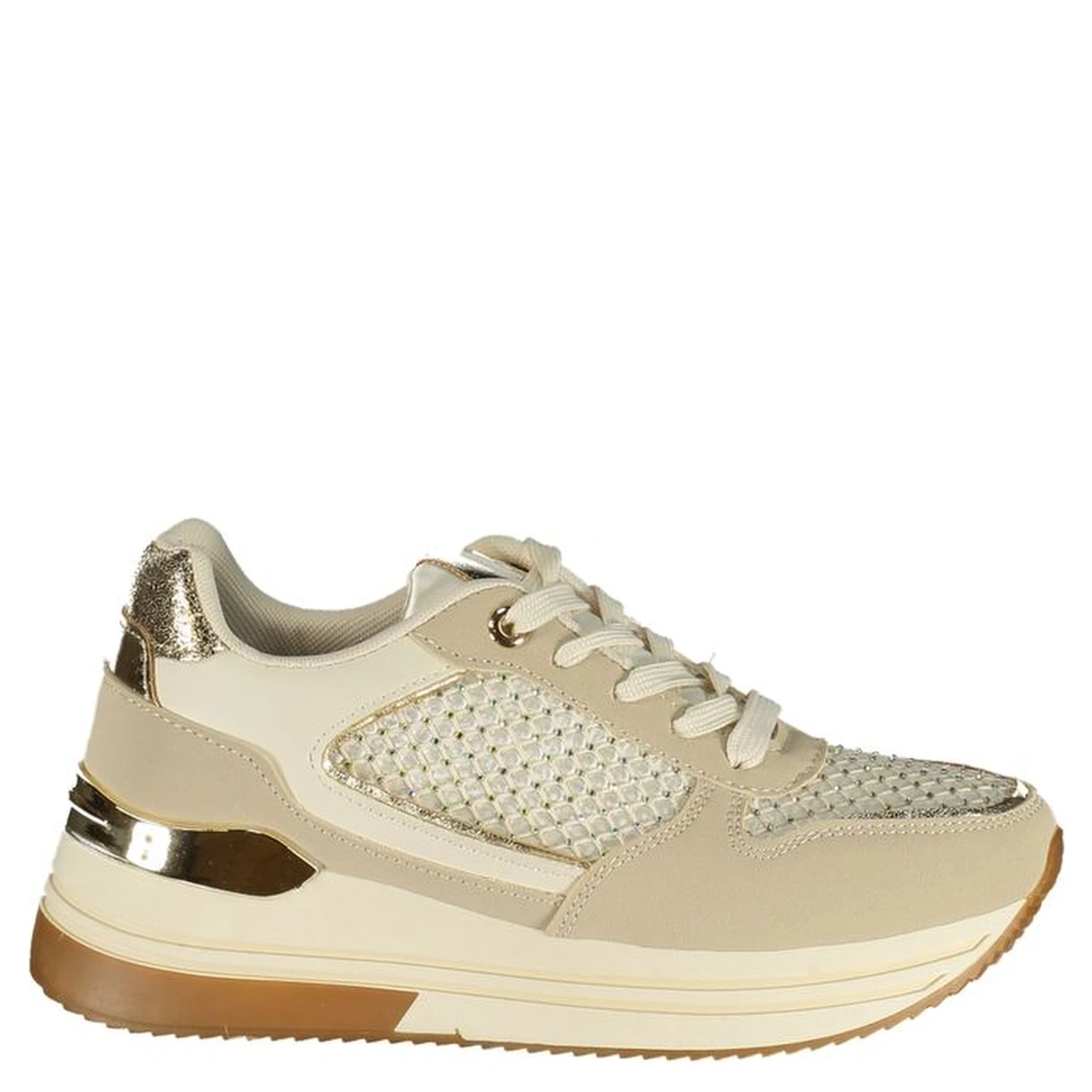 Beige Polyester Athletic Sneakers