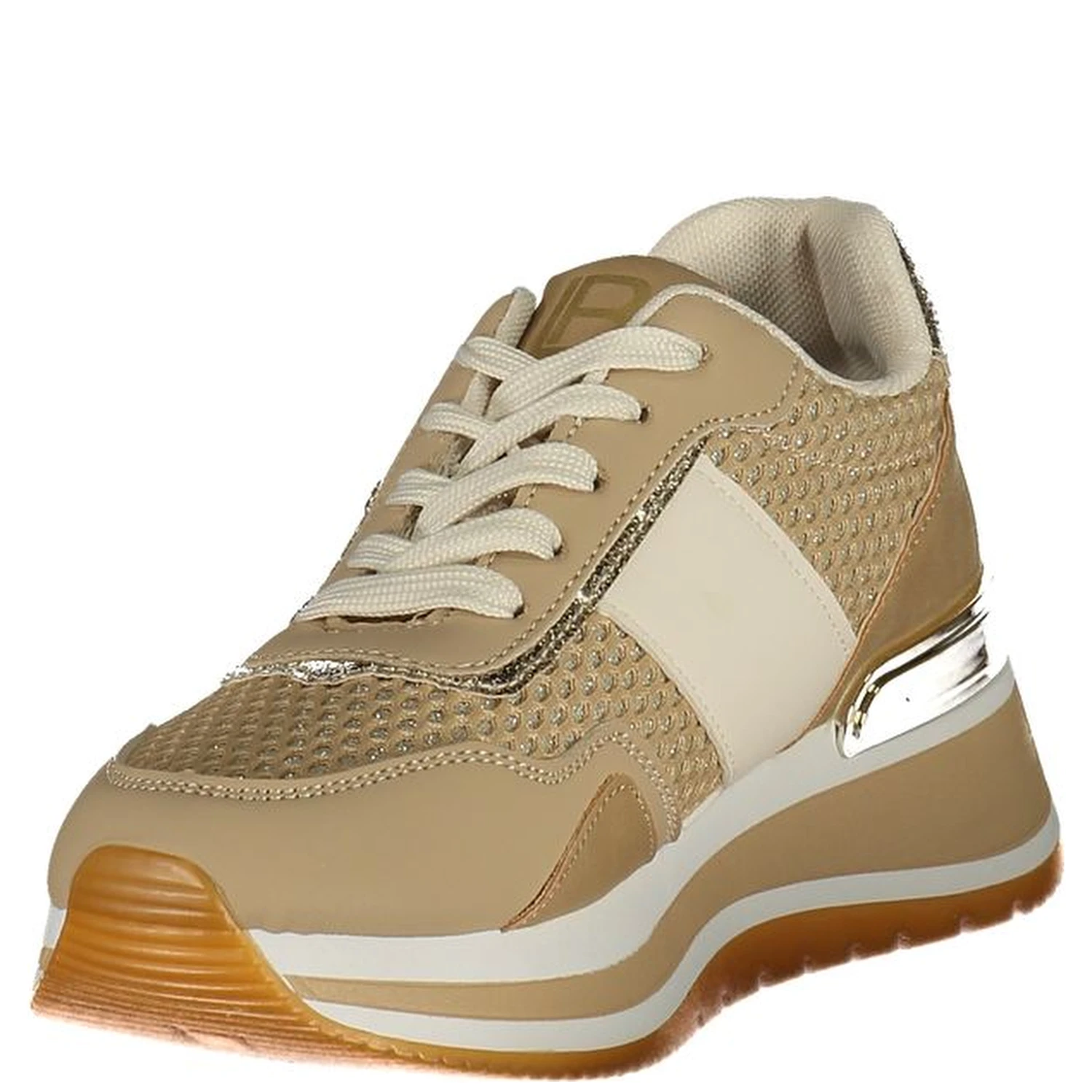 Beige Polyester Athletic Sneakers