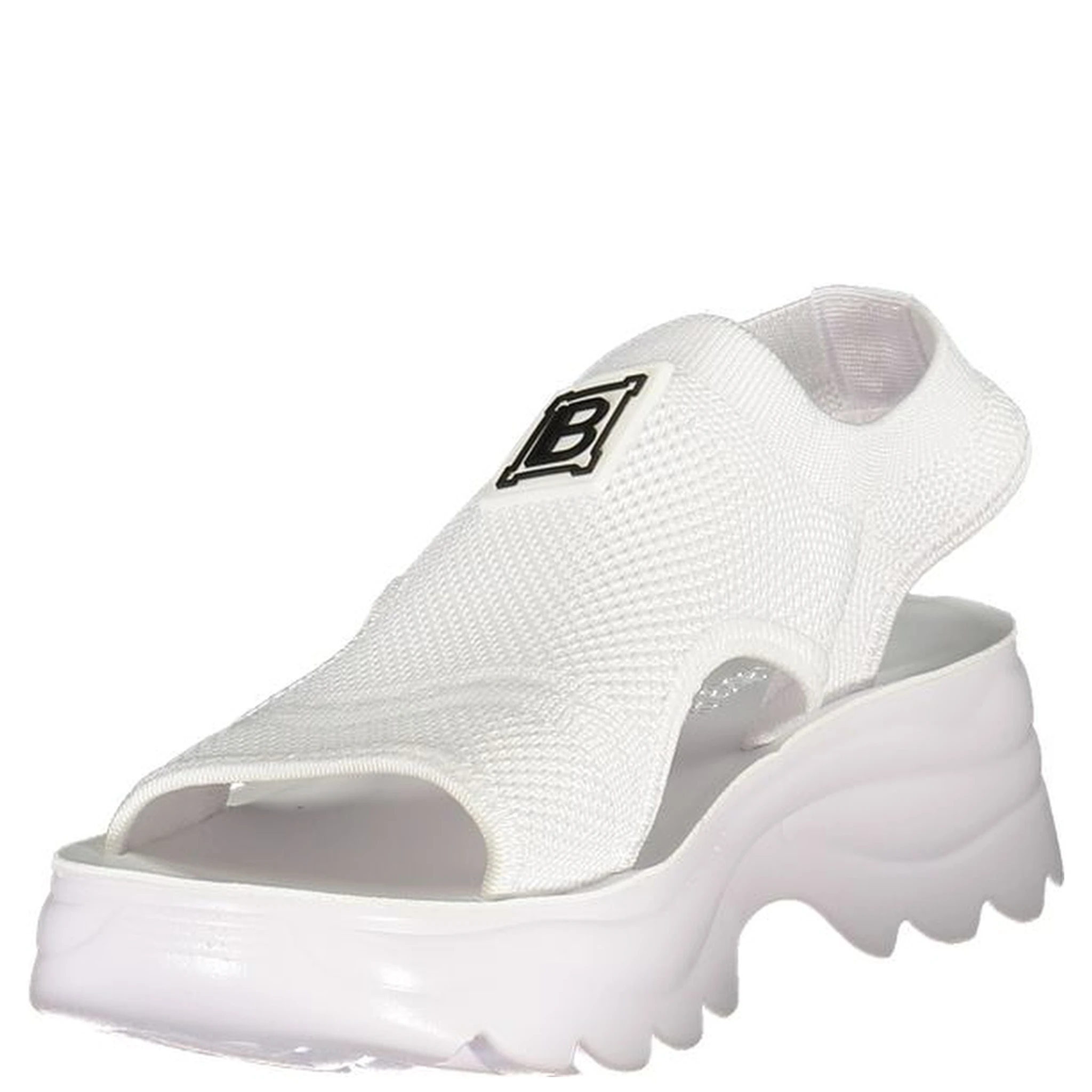 White Polyester Platform Sandals