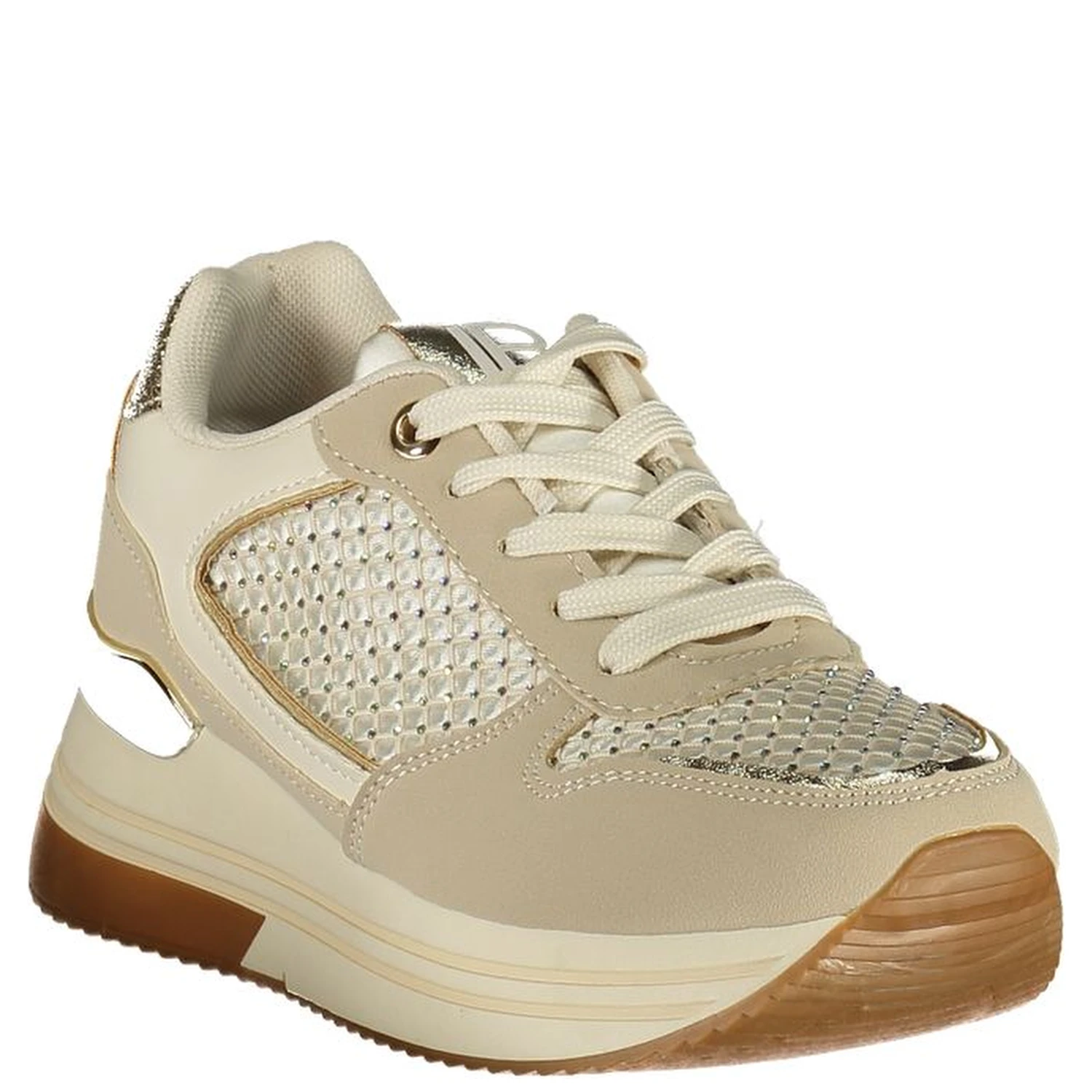 Beige Polyester Athletic Sneakers