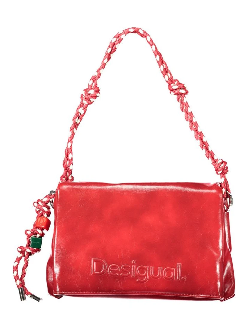 Red Polyurethane Women Handbag