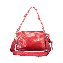 Red Polyurethane Women Handbag