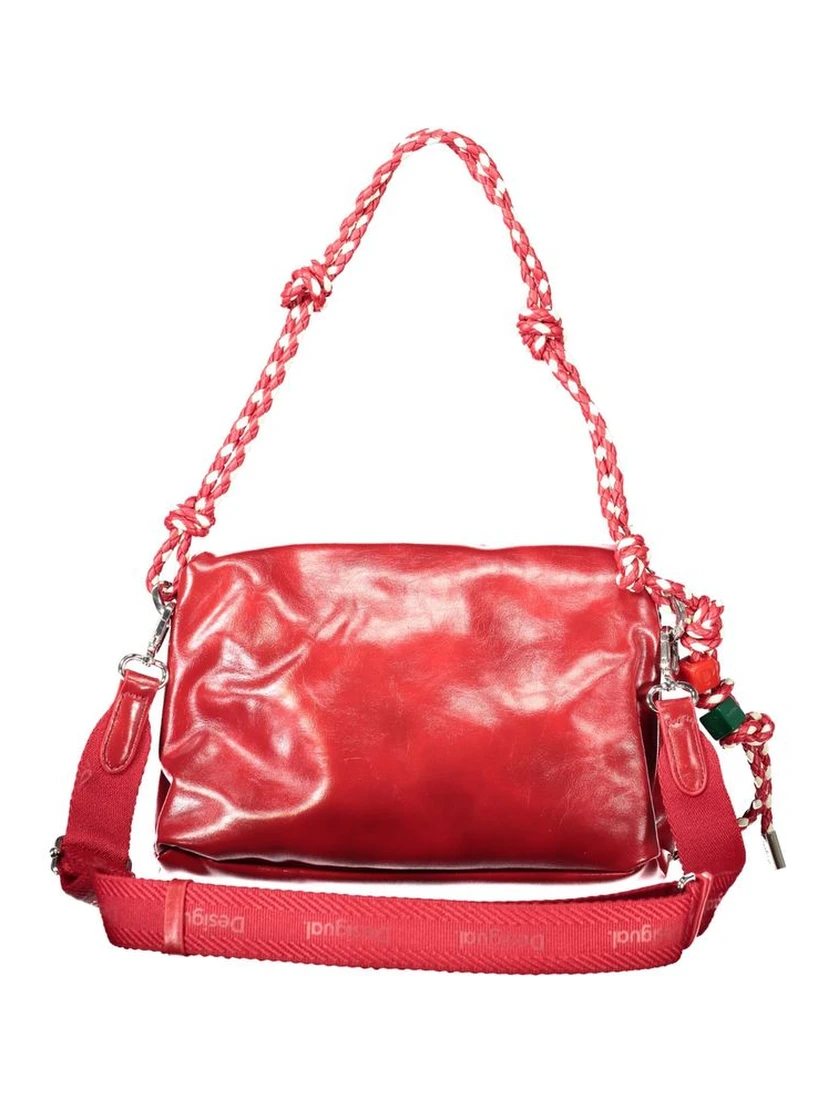Red Polyurethane Women Handbag