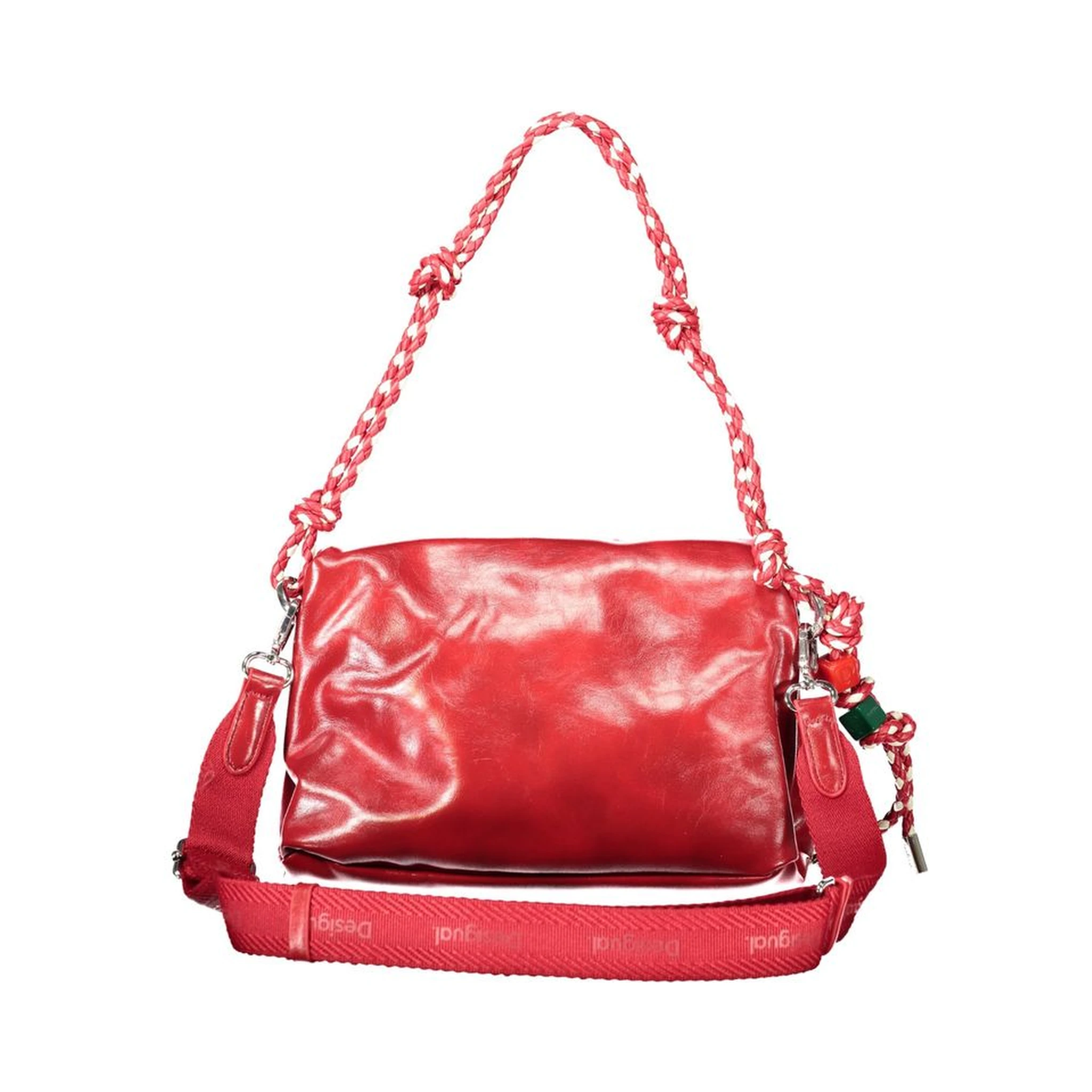 Red Polyurethane Women Handbag