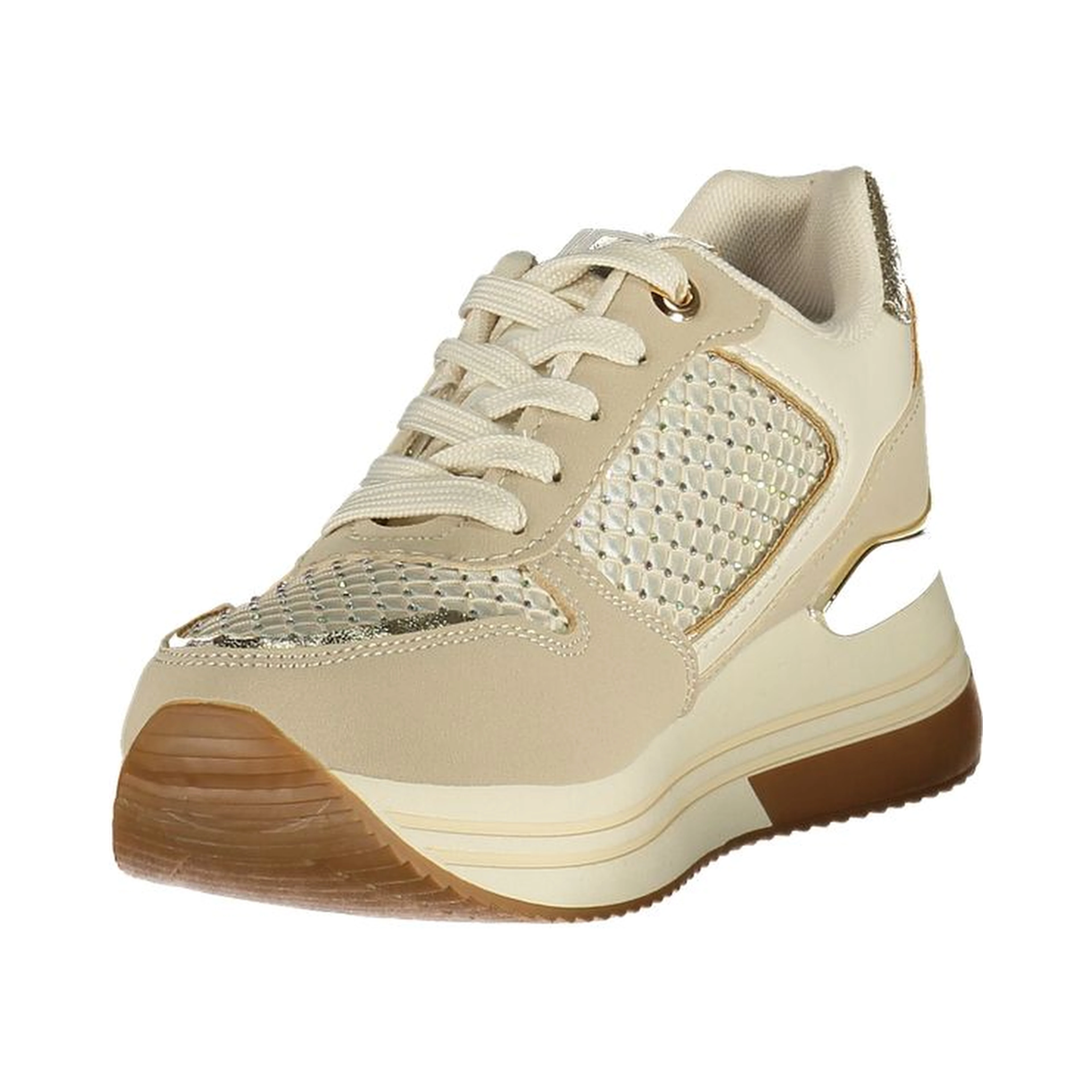 Beige Polyester Athletic Sneakers