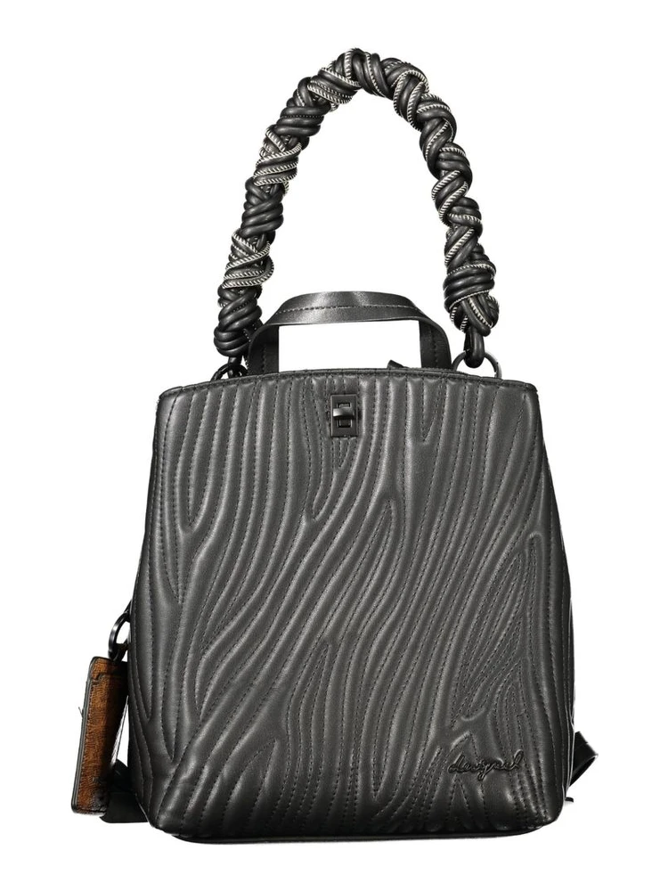 Black Polyurethane Women Mini Backpack