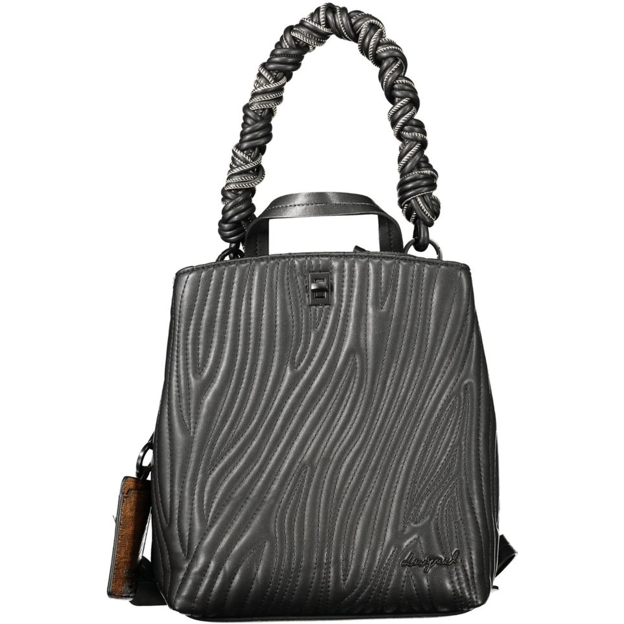 Black Polyurethane Women Mini Backpack