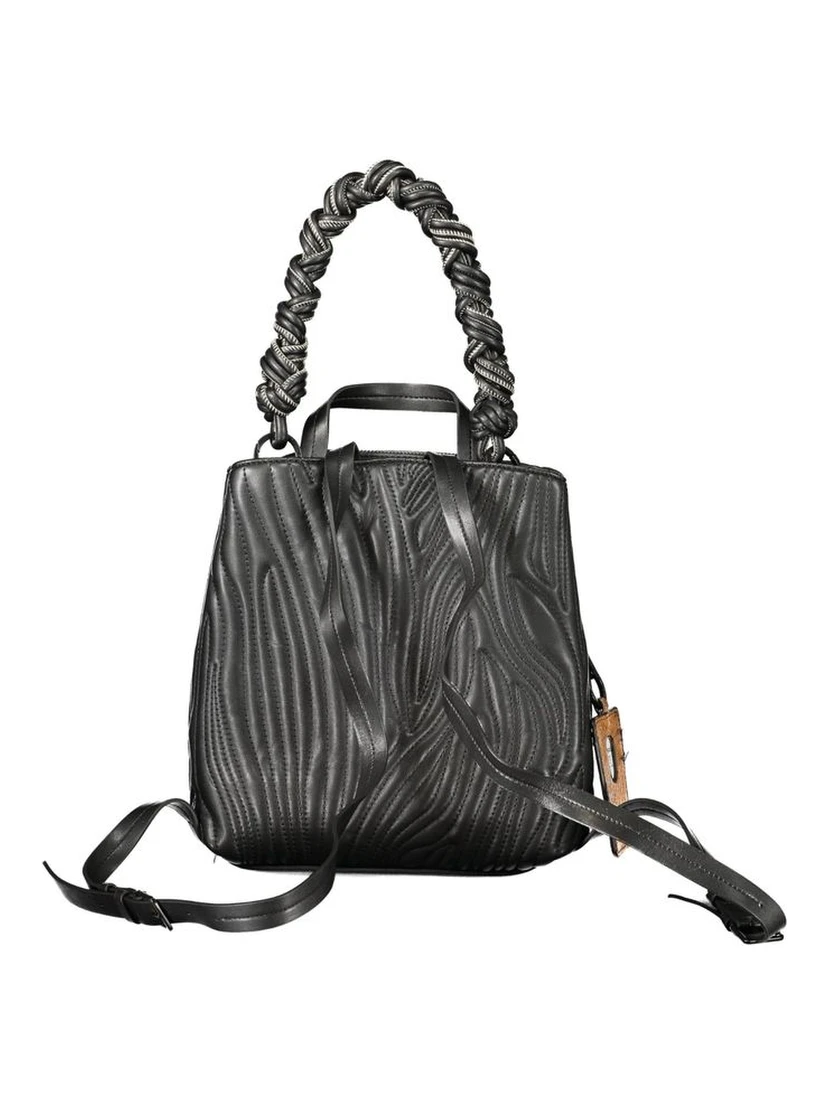 Black Polyurethane Women Mini Backpack