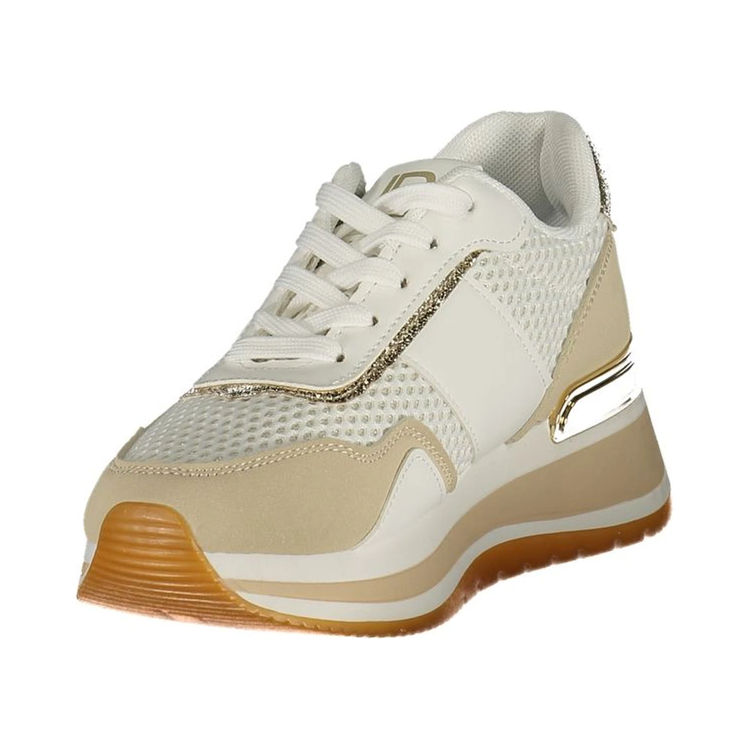 White Polyester Athletic Sneakers