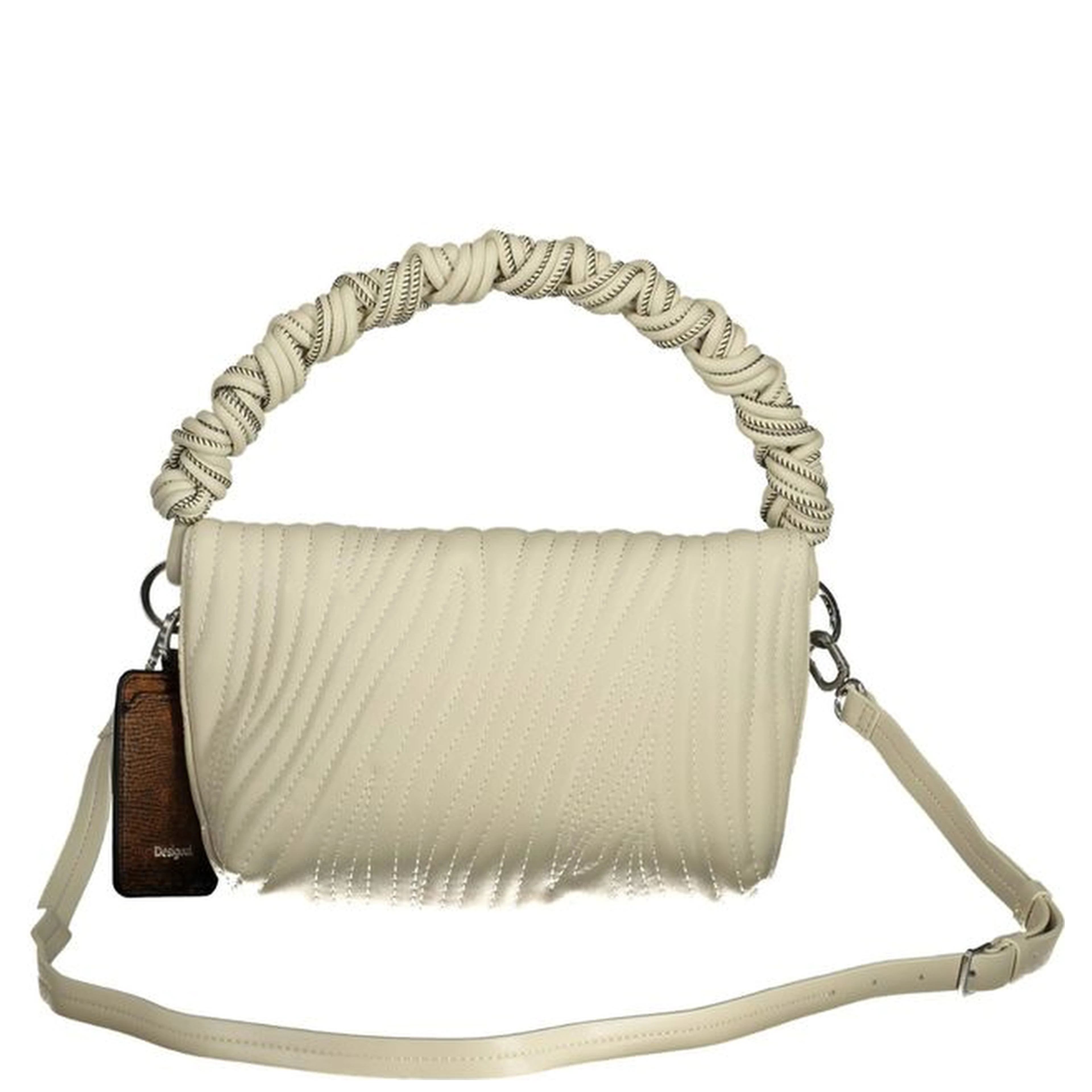 Ecru Polyurethane Women's Handbag