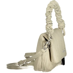Ecru Polyurethane Women's Handbag