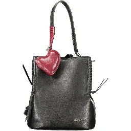 Black Polyurethane Women Backpack