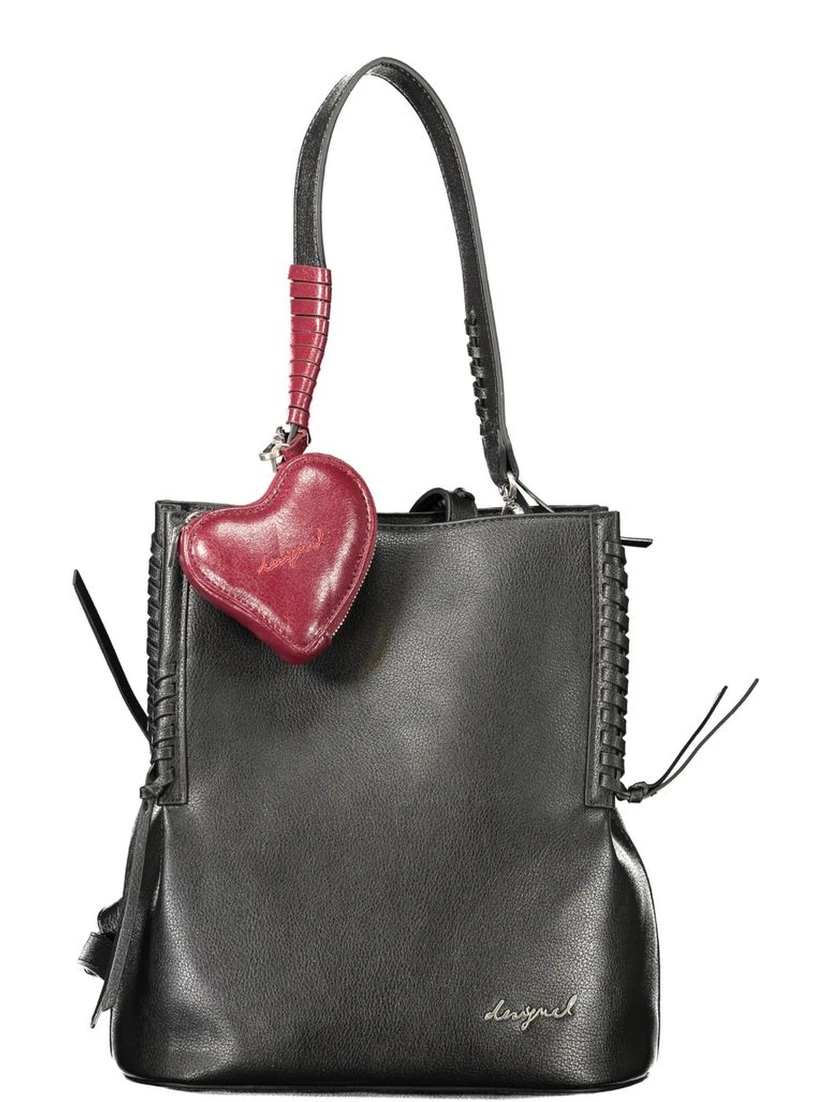 Black Polyurethane Women Backpack