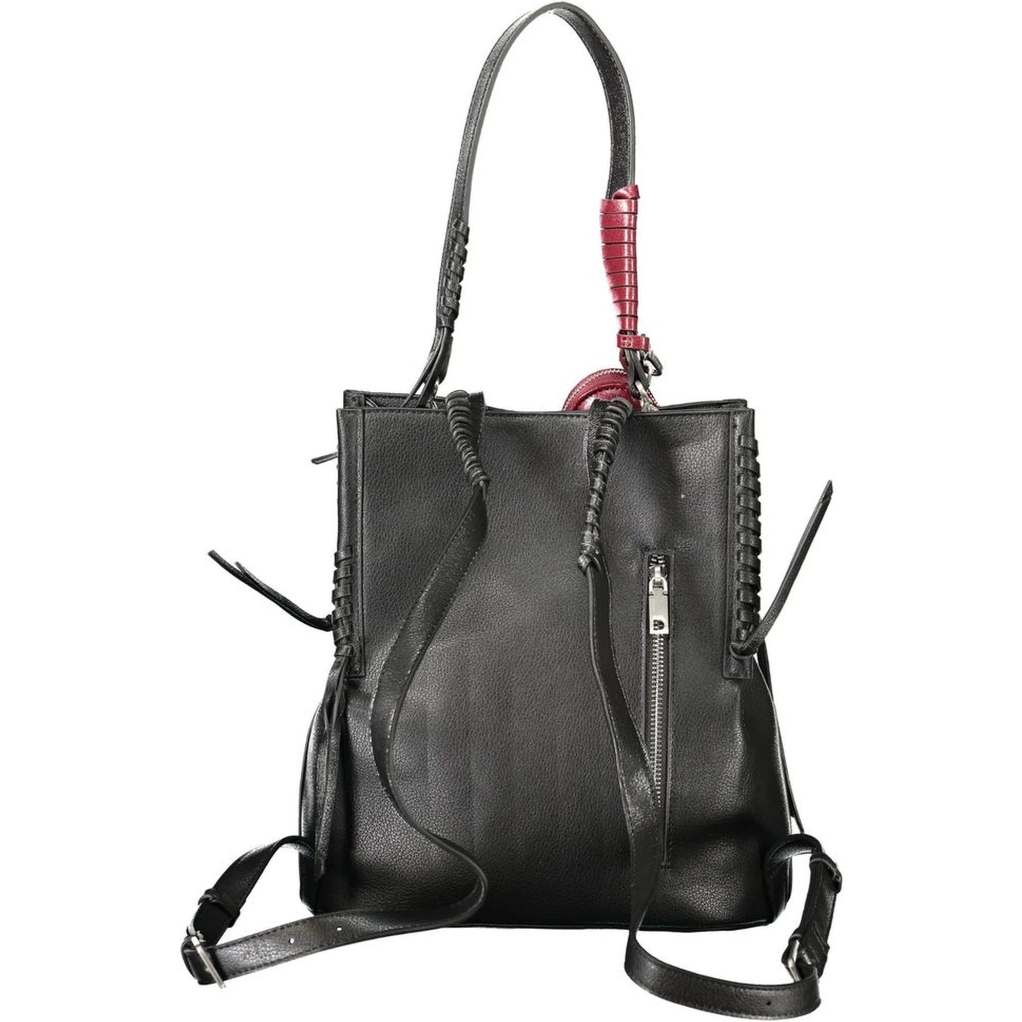 Black Polyurethane Women Backpack
