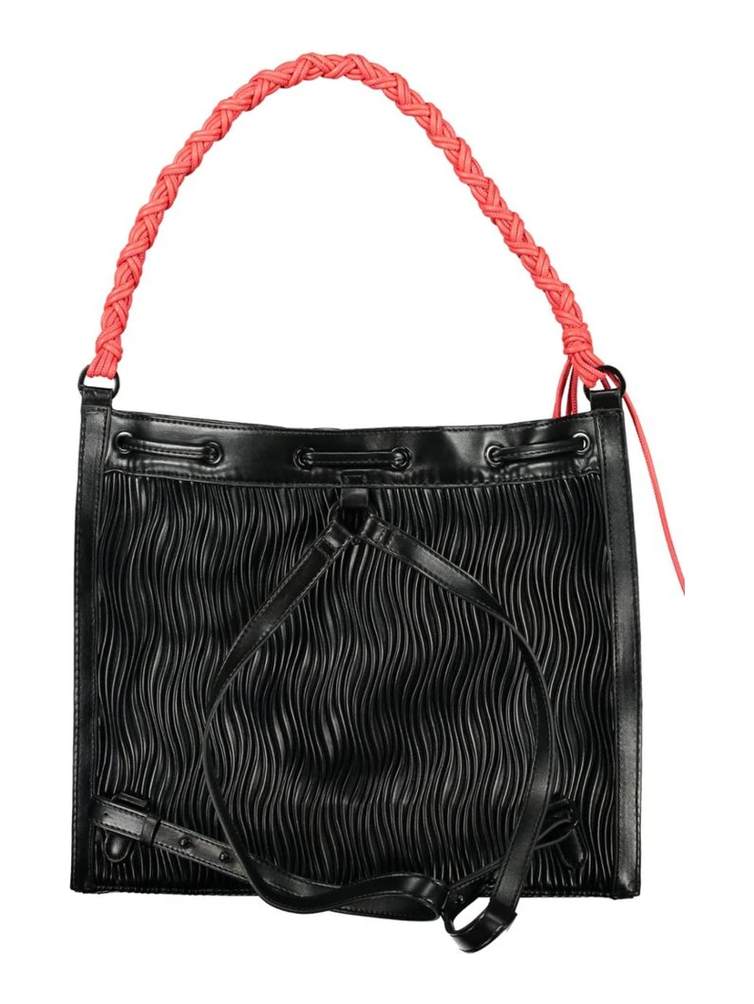 Black Polyurethane Women Backpack