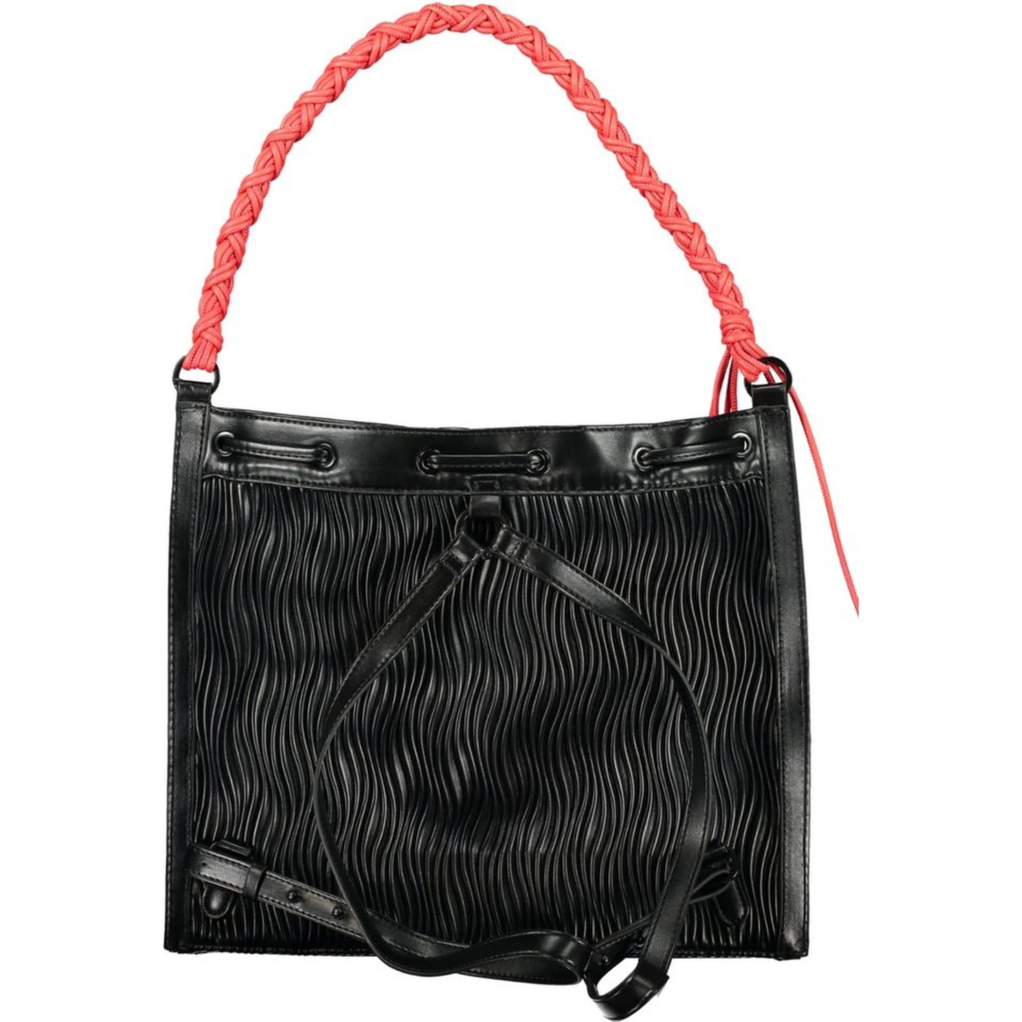 Black Polyurethane Women Backpack