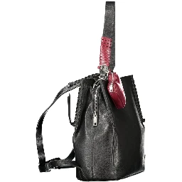 Black Polyurethane Women Backpack
